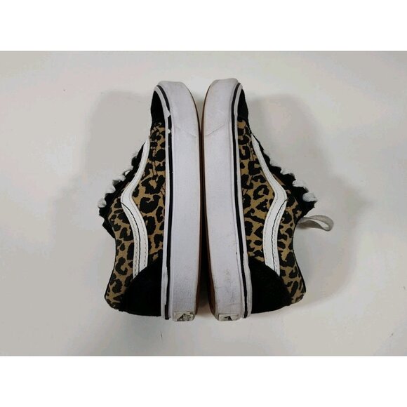 Vans Comfycush Old Skool Black Suede Cheetah Print Girls 1 Kids 721356 - Picture 8 of 11